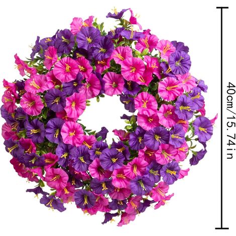 Couronne De Fleurs Artificielles - 40 Cm - Pour Porte D'Entrée Mur Ou Décoration De Mariage Printemps Été - 1 Pièce (1/5)