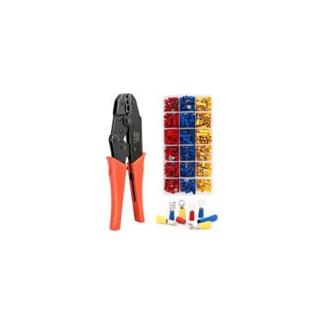 Crimpzange, 700 Stück, isolierte Crimpverbinder AWG20-10 (0,5–1,5 mm²), (1,5–2,5 mm²), (4–6 mm²), Ratschen-Crimpzange für vorisolierte Kabelschuhe mit 700 Stück, 24 verschiedene Arten von isolierten C