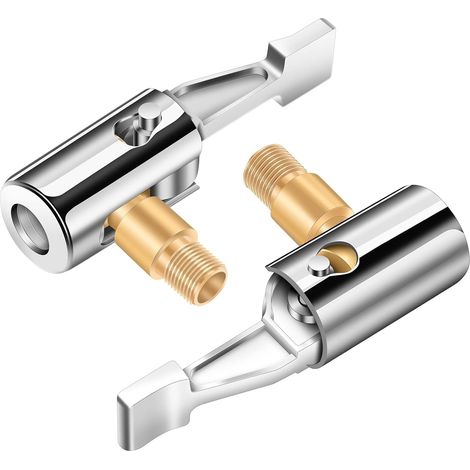Adaptador para manguera de inflado de neumáticos, material metálico, conector para bomba de aire portátil (no desinfla, paquete de 2). (1/5)