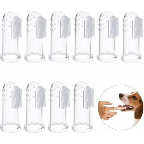 Brosses à Dents de Chien de 10Pcs, brosses dentaires d'hygiène de Brosse à Dents de Doigt d'animal familier pour Le Chien et Le Chat (1/5)