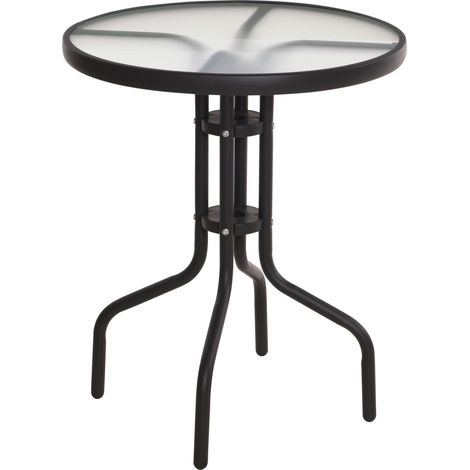 Table en verre métallique noir - Ø 60 cm - Modèle : ROUND