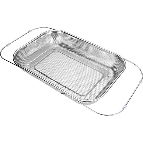 Passoire Sur Évier,Extensible Panier Passoire Acier Inoxydable - Panier Égouttoir Cuisine Maille Fine pour Riz Pâtes Légumes Fruits Baies Lavage Cuisson - Pour Lavage De Légumes Fruits Baies (1/5)