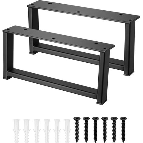 2 Pcs Pied de Table Metal, Pied de Bureau, Pieds de Table a Manger, Pieds de Meubles Noirs Rectangulaires, pour Plan de Travail Maison Bureau Salle à Manger Tables Canapé(H : 93 mm, L : 200 mm) (1/5)