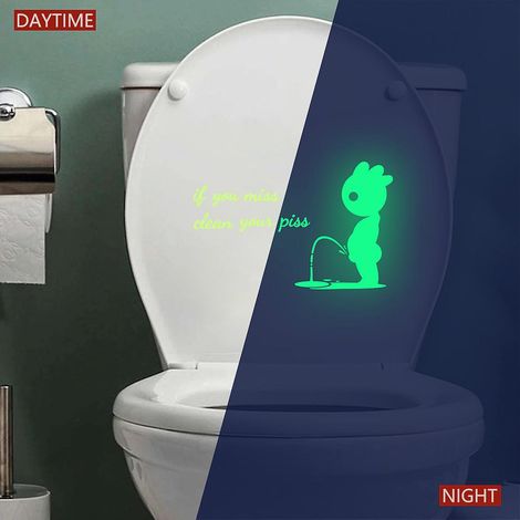 2pcs Autocollants Mchant De Dessin Anim Phosphorescent, Sticker Mural Drle Pour Wc, Salle De Bain, Cuisine, Pvc (1/5)