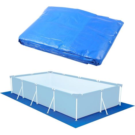 Bâche de sol de piscine - 445 x 254 cm - Protection de sol pliable - Imperméable - Rectangulaire - Pour piscines à cadre et piscines gonflables (1/5)