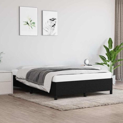 Lit double pour adulte Moderne - Cadre de lit - Noir 140x190 cm Tissu BV135104 - BonneVie (1/5)