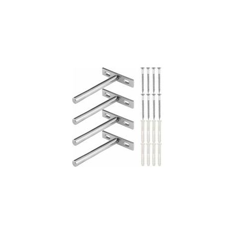 Cachée Forme de T Support d'Étagère Mural,4 Pièces Cachées Fixation Supports en Métal pour Étagère Flottante, Supports Étagères Flottante Invisibles Argent pour Home Mur DIY