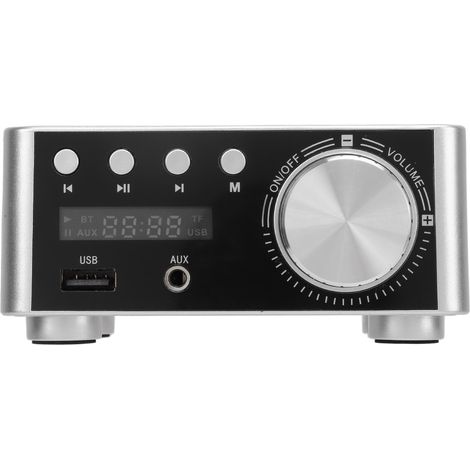 Mini amplificateur numérique Bluetooth 5.0 argenté avec audio stéréo HiFi de classe D et récepteur sans fil (1/5)