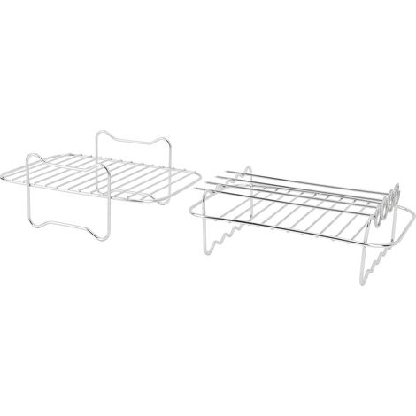 Grille de friteuse double couche rectangulaire en acier inoxydable 304 avec brochette en G et accessoires de cuisson pour friteuse (1/5)