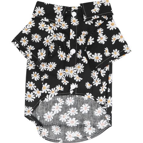 Chemise pour chien imprimé marguerite, douce et respirante, flexible, pour petits chiens et chats, XZCS03, noir, M (1/5)