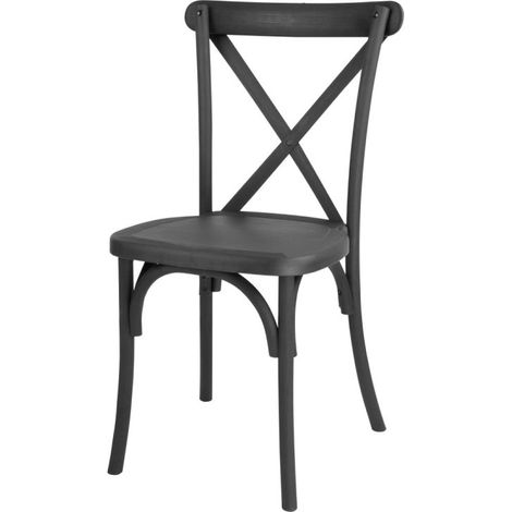Chaises en résine à dossier croisé Manhattan noires (lot de 4) - BOLERO (1/5)