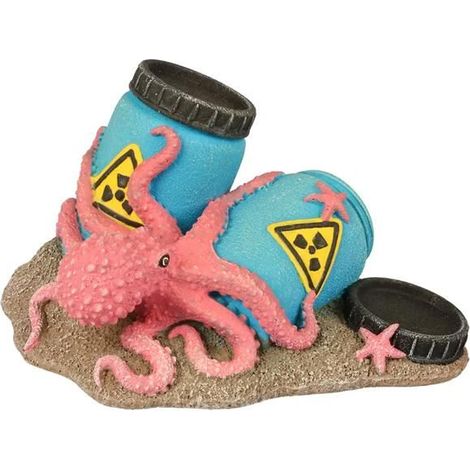 Acquario aqua-della radioactive barrels with octopus fosforescente 12x9x7 cm
