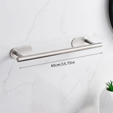 (Porte-serviettes argenté) Ensemble d'accessoires de salle de bain en acier inoxydable