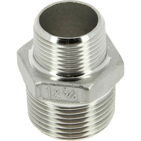 Sferaco – Mamelon inox réduit mâle 1'-3/4 – Filetage conique BSP 26-20 – Pression PN20 – Température -25°C à +180°C – Raccord durable inox 316 (1/2)