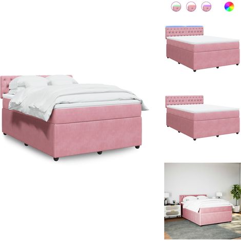 Sommier à lattes de lit avec matelas Rose 160x200 cm Velours - Sommier À Lattes De Lit - Sommiers À Lattes De Lit - Lit - Meuble De Chambre À Coucher (1/5)