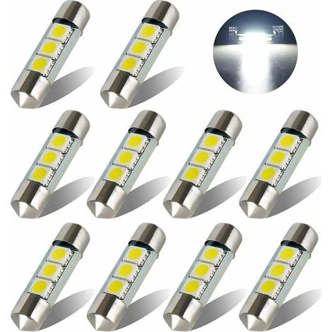 36MM 5050 LED Ampoule De Voiture Plaque D'immatriculation Lumière Intérieur Dôme Lampe Blanc,6000 K,Starlight,10Pcs (1/5)