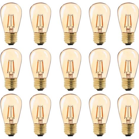 LED E27 Vintage Ampoule, ST45 Faciles à 1W=10W Ampoules à Incandescence, Super Blanc Chaud 2200 K E27 Medium Base Ampoule Lampe de Chevet, Doré en Verre, Non Dimable, Lot de 15 [Classe énergétique G]