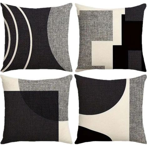 Juego de 4 fundas de cojín con estampado geométrico, 45 x 45 cm, fundas decorativas de algodón y lino, para cama, coche, hogar, sofá.