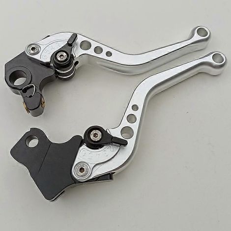 Convient aux motos Ducati, Scrambler, sans modification, freins réglables en alliage d'aluminium, leviers de guidon (manches courtes argentées) (1/5)