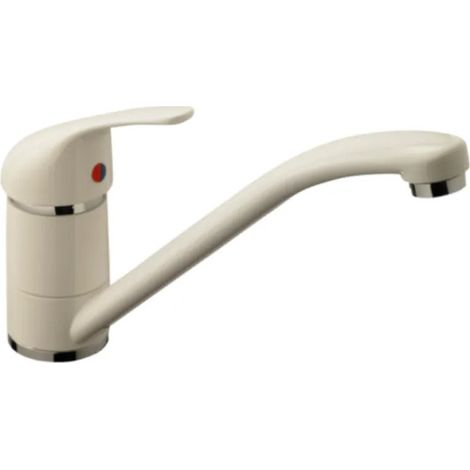 Grifo monomando de cocina, caño bajo de un orificio, eco blanco alto brillo