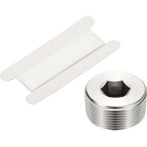 1/8" NPT Male Raccord De Tube À Hexagone Interne, 4 Pcs 304 Acier Inoxydable Kit Assortiment Bouchon Tête Filetée Frapper Adaptateur Avec Ruban, Argent - 1-1/4" (1/5)