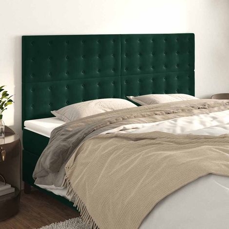 Tête de lit Vert foncé 200x5x118/128 cm Velours (1/5)