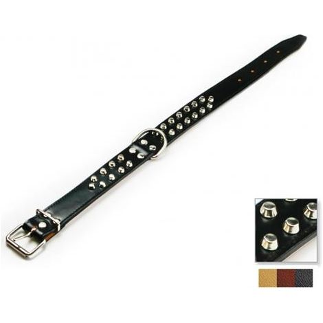 Collare Cani Cuoio Borchie Doppie Mm 30 Cm 60 (1/5)
