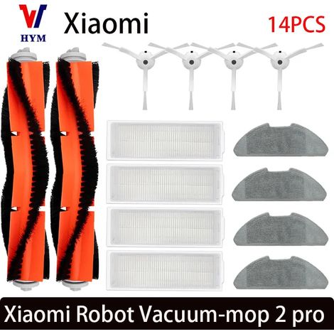 (14 pièces) Convient pour l'aspirateur robot-laveuse Mi Robot Vacuum-Mop 2 Pro/Lite MJST1SHW MJSTL : filtre HEPA, lingette de nettoyage, brosse latérale principale et accessoires pour aspirateur Mijia (1/4)