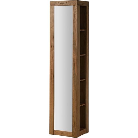 Scaffale con specchio in legno di rovere 44x35x190 oliato - natur MONTREUX 61 (1/4)