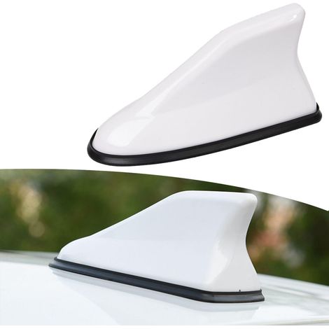 Antenne de voiture « aileron de requin » — Antenne radio FM/AM avec base étanche — Blanc — Antenne décorative (installation sans perçage) (1/5)