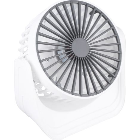 Mini ventilateur de bureau 1200mAh rechargeable USB blanc 3 vitesses rotation 360° petit ventilateur de table pour voyage camping maison (1/5)