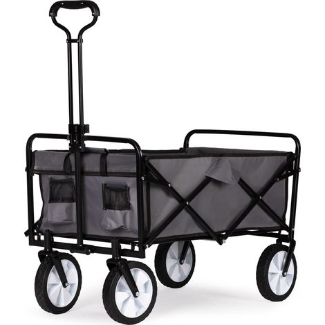 Großer, faltbarer Gartenwagen, Strandwagen, Touristenwagen, Transportwagen, grau