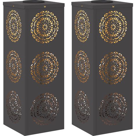 Lumière de chemin LED solaire 2 pcs Noir Acier laminé à froid (1/5)
