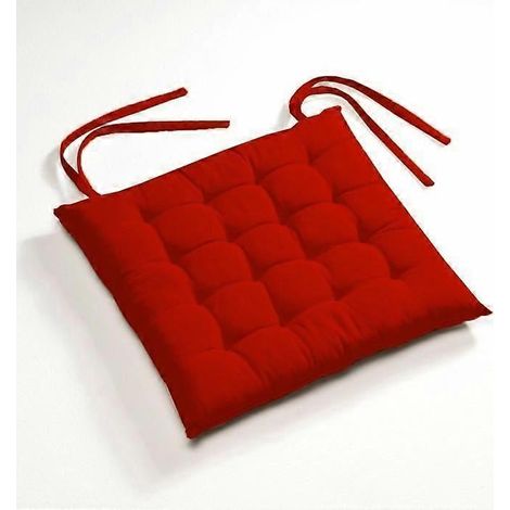 Ensemble de 4 coussins carrés pour chaise ELFJOY avec coussin d'assise et de dossier et sangles, compatible avec les chaises de salle à manger (18 pouces, rouge) (1/5)
