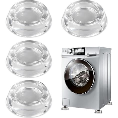 Lot de 4 tampons anti-chocs transparents pour machines à laver Coussinets en silicone transparent avec texture antidérapante pour éviter de glisser, pieds réutilisables et invisibles pour les apparei (1/5)