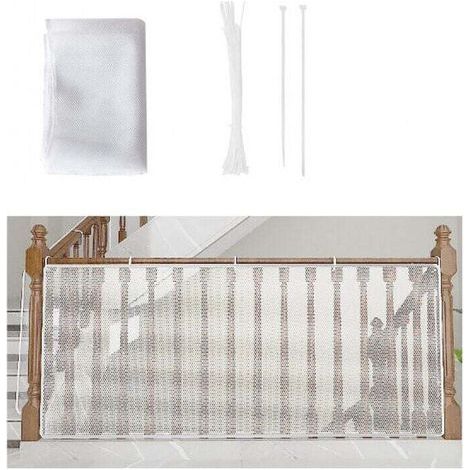 Filet de Sécurité pour Enfants, Bébé Filet de Protection pour Balcon et Escalier, 300Lx79H CM Robuste Réglable Clôture D'escalier Barriere de Securite en Maille pour Chat et Jouet, Blanc (1/4)