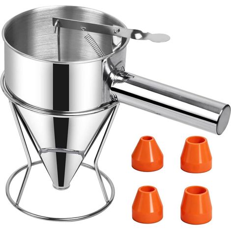 Distributeur De Sauce En Acier Inoxydable - 4 Pistons Inclus - Pour Crêpes Et Gateaux - Capacité 1200 Ml (1/5)