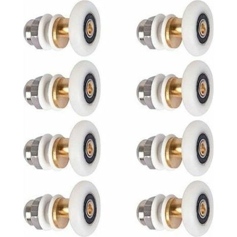 8x Galet Rouleau pour Porte de Douche Coulissante, 19 mm, Nylon Résistant à l'Usure, Convient Portes Verre 12-14 mm (1/4)