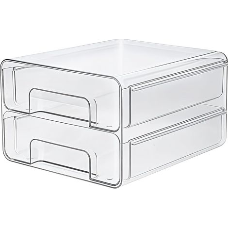 1 Cassetto organizer per frigorifero - Scatole impilabili a doppio strato per alimenti, ideali per frigoriferi, cucine e armadietti - Organizer trasparente per frigorifero, perfetto per conservare sal (1/5)