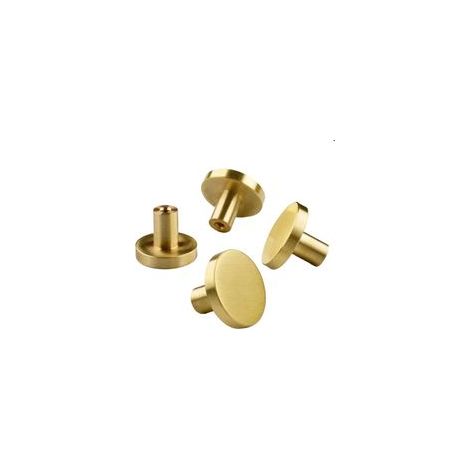 Lot de 4 boutons de porte ronds en laiton massif, poignée monotrou pour armoire, commode – Style classique, vis incluses–