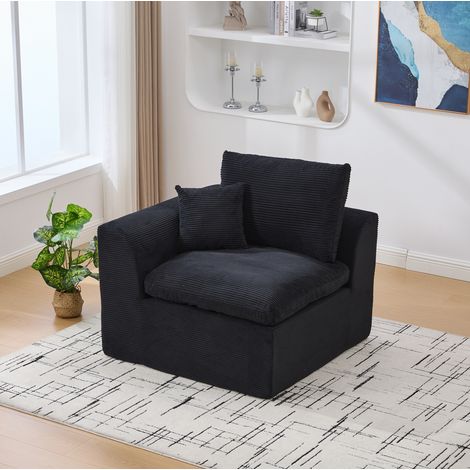 Einzelsitzsofa 101x102.5x84 cm Schwarz Cord mit Kissen (1/5)