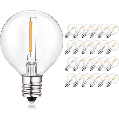 Ampoule LED douille E12, pack de 25, ampoules de rechange G40, 1 W = 10 W ampoules LED, 100 lM lampes LED claires vintage, lampe LED blanc chaud 2200 k, lampe à incandescence non dimmable (1/5)
