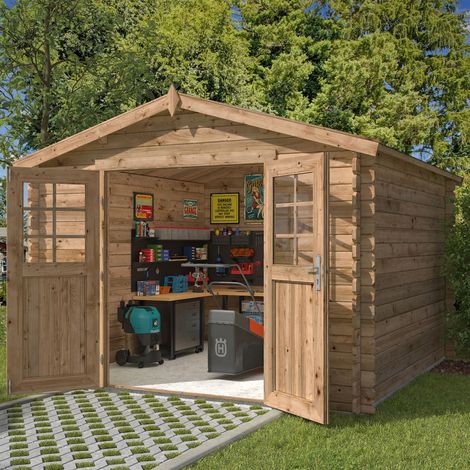 Abri de jardin 8,2m² en épicea brun - KABRELL
