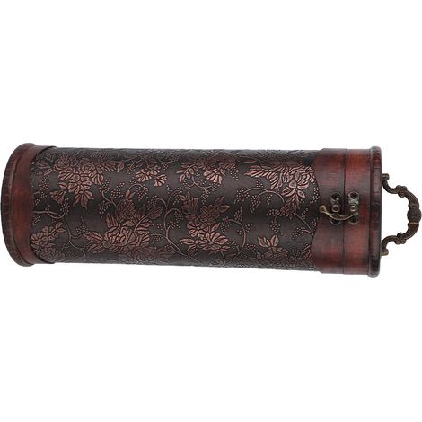 Coffret de rangement vintage vintage rond en bois pour une bouteille de vin rouge, avec poignée, cadeau rétro (1/5)