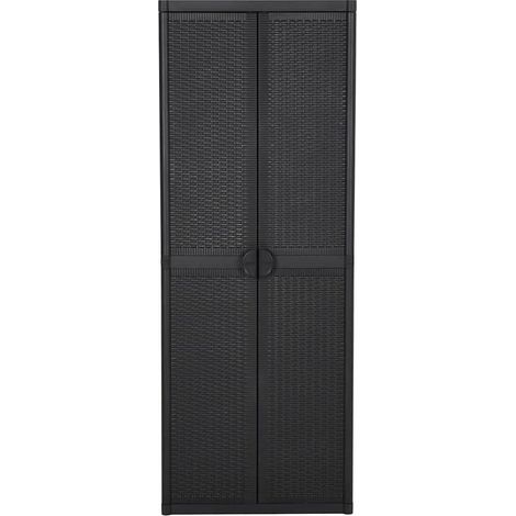 Maison Exclusive - Armario de almacenaje de jardín ratán PP negro (1/5)