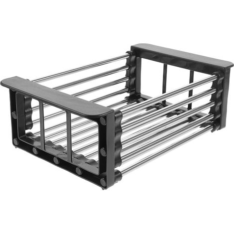 Organisateur D'évier Réglable pour Cuisine Égouttoir à Vaisselle Extensible Étagère de Rangement Rétractable Noir Espaces Étroits 49.5X16.5CM'Parent'Noir'49.5X16.5CM (1/5)