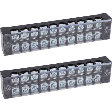 2PCS Borne à Vis Double Rangée 600V 25A, 10 Positions, Capot de Protection pour Courant Fort (2510) (1/5)