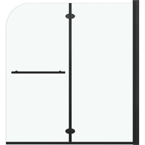 Cloison de douche,Paroi Cabine de douche pliable 2 panneaux ESG 120x140 cm Noir -12355 (1/5)