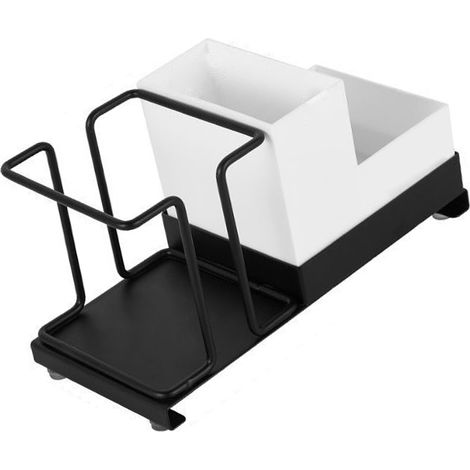 Tassenspender mit Teeaufbewahrung: Multifunktionaler Organizer für Kaffee, Zucker und Milch (PP und Carbon, 20 cm) – Schwarz (1/5)