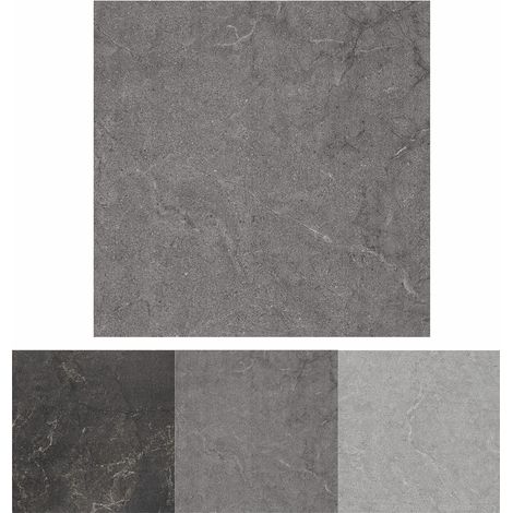 Lot de 50 dalles de sol autocollantes en PVC - Gris foncé - Marbre - 30 x 30 cm - Aspect carrelage - Pour porte d'entrée, salon, cuisine, balcon, salle de rangement - 4,5 m² (1/5)